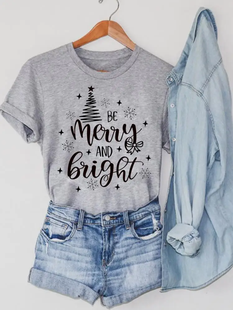 

Женская футболка с надписью «Merry Christmas», с коротким рукавом