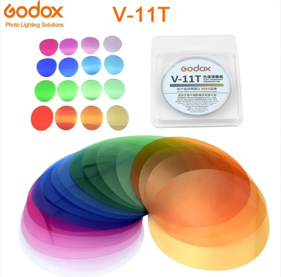 Godox AK-R16 Magnetic Mount Diffuser Plate with V-11C / V-11T Color Effect Gel Set for Godox V1 Series Flash Light Speedlite reflector diffuser lamp shade photography light adapter camera accessories