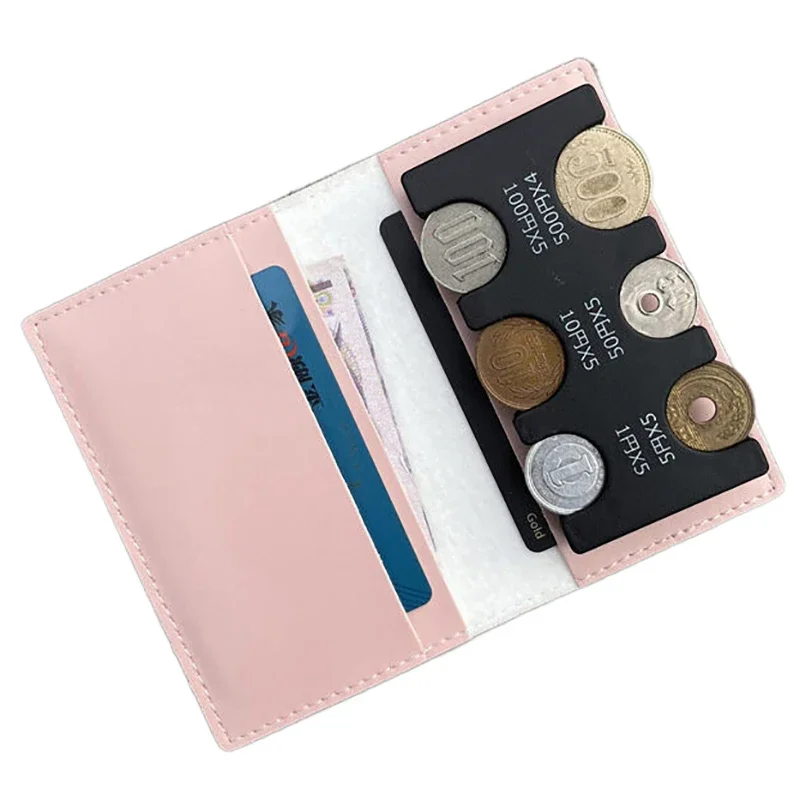 Portable Thin Zipper Coin Bag In Back Soft Leather Card Slim Purse Coin Clip Detachable 2-In-1 Storage Bag