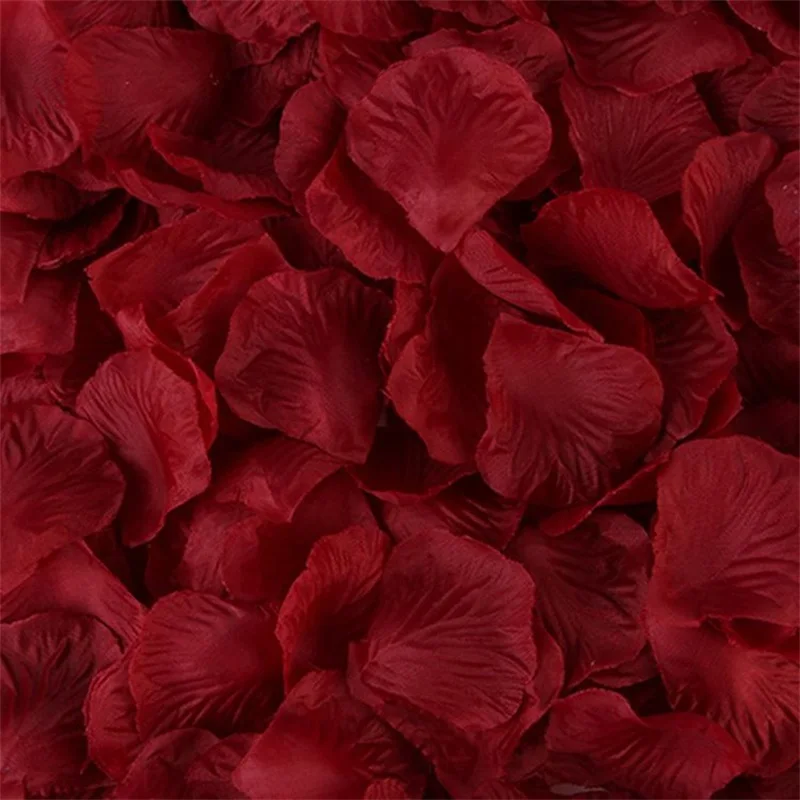 Dark Red Artificial Romantic Flower Silk Rose Petals Valentine Day Wedding Flower Petal Decoration 500pcs Rosas Para Casamento