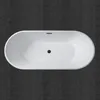 71" Acrylic Freestanding Bathtub Contemporary Soaking White Tub with Matte Black Overflow and Drain 4