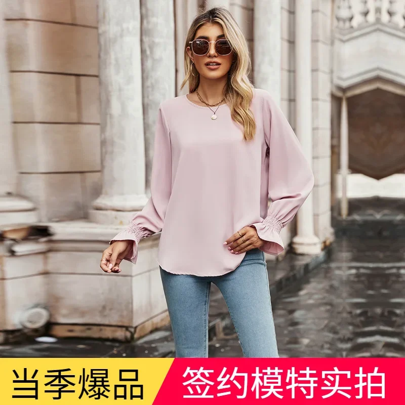 

Chiffon Shirt Blouse Shirt Silk Tops Elegant Long Sleeve Loose Womens Blouses Spring Autumn Streetwear Women Clothes Pullover