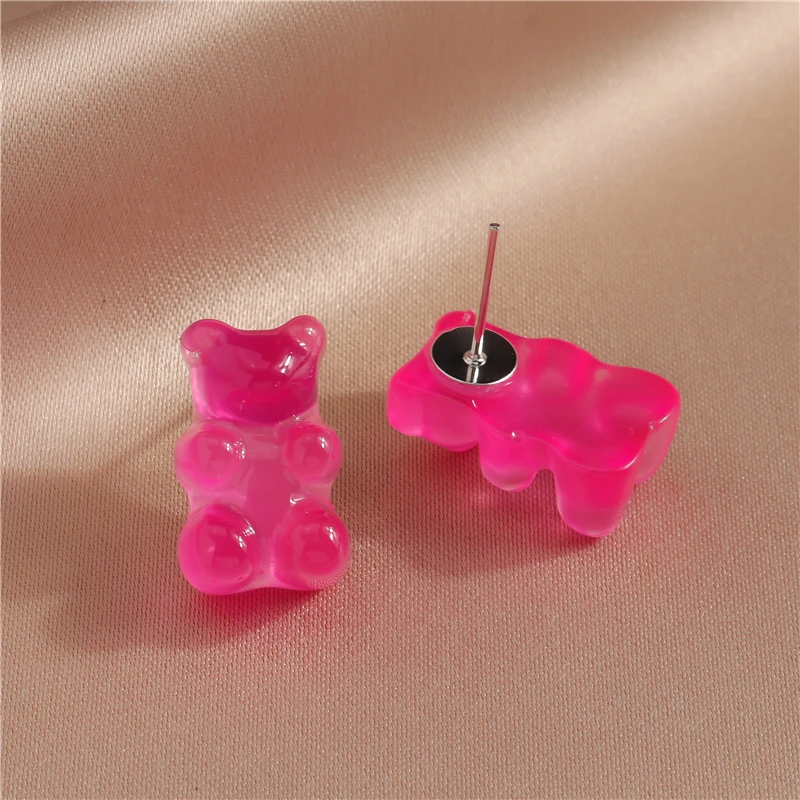 Dos desenhos animados Gummy Bear Brincos para Mulheres Candy Colors Animal Dangle Gancho Brincos Femme Girls Party Jewelry Presentes