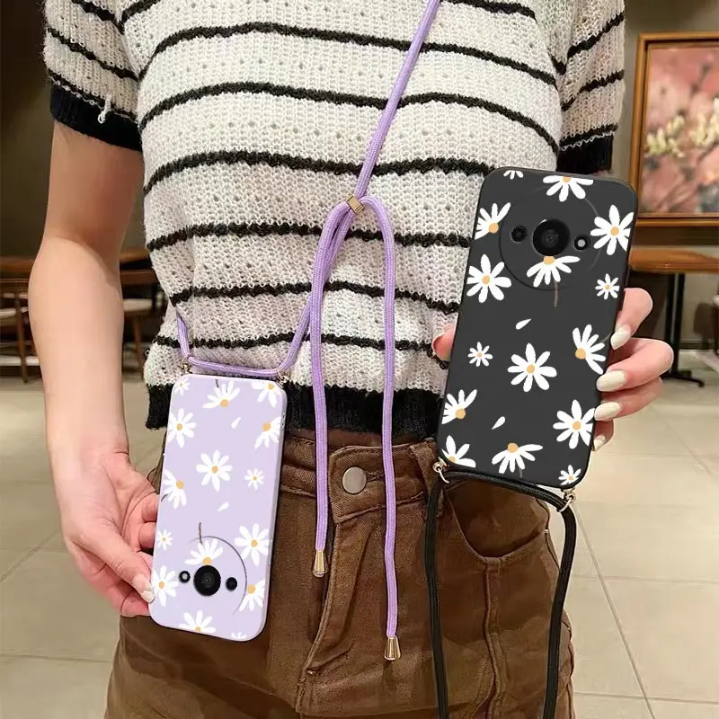 A3 Fallen Flowers Lanyard Silicone Phone Case Cover