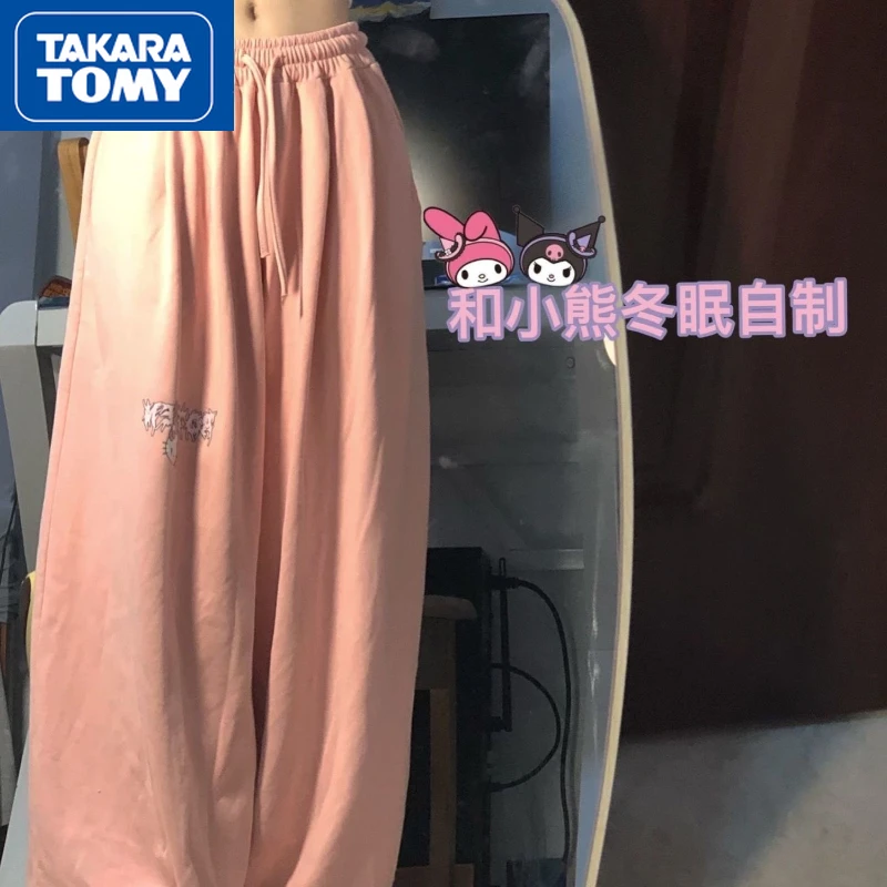

TAKARA TOMY Summer Thin Section Hello Kitty Girls Loose Breathable Cotton Wide Leg Pants Student Loose Drape Sports Trousers