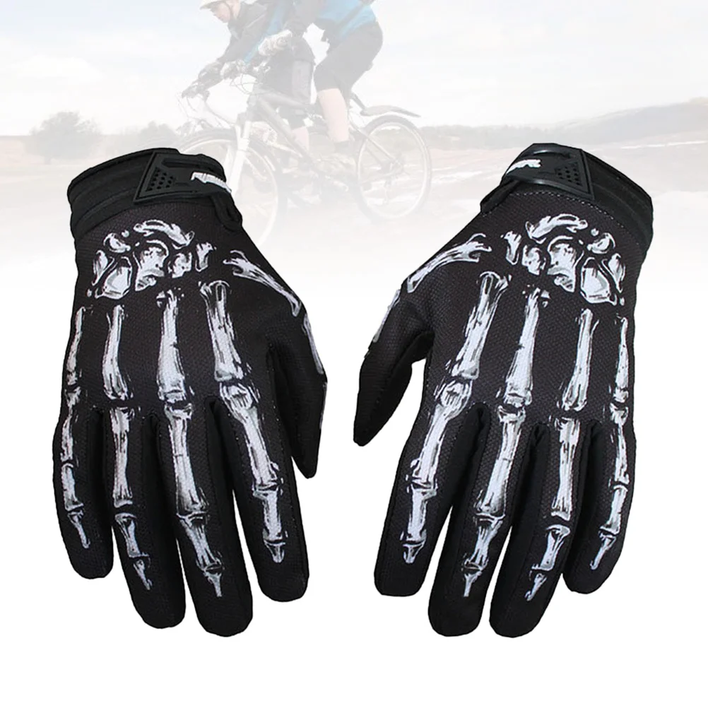 Skull Finger Motorcycle Motorcycle Gloves Scary Adults Cycling Ridding Paw Black Unisex Autumn and Winter