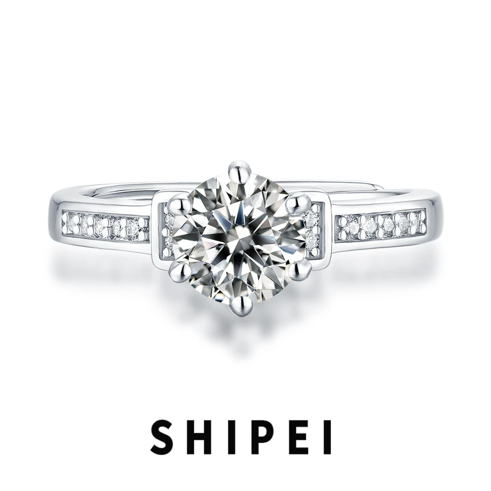 

SHIPEI 0.5-3CT D Moissanite Diamond Gemstone Engagement Fine Jewelry Luxury 100% 925 Sterling Silver Adjustable Ring Wholesale