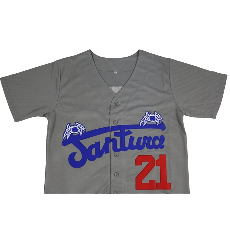 BG baseball jerseys Santurce Crabbers 21 Clemente jersey Outdoor sportswear  Embroidery sewing gray Hip-hop Street culture - AliExpress