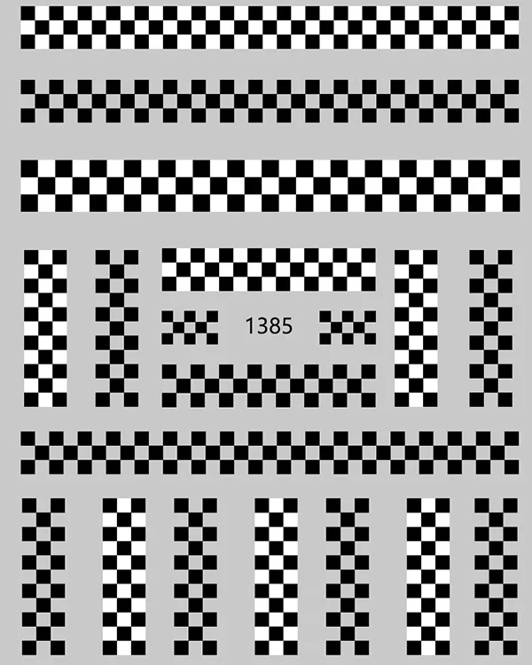 Checkerboard Black And White Nails Plaid Stripe Sticker