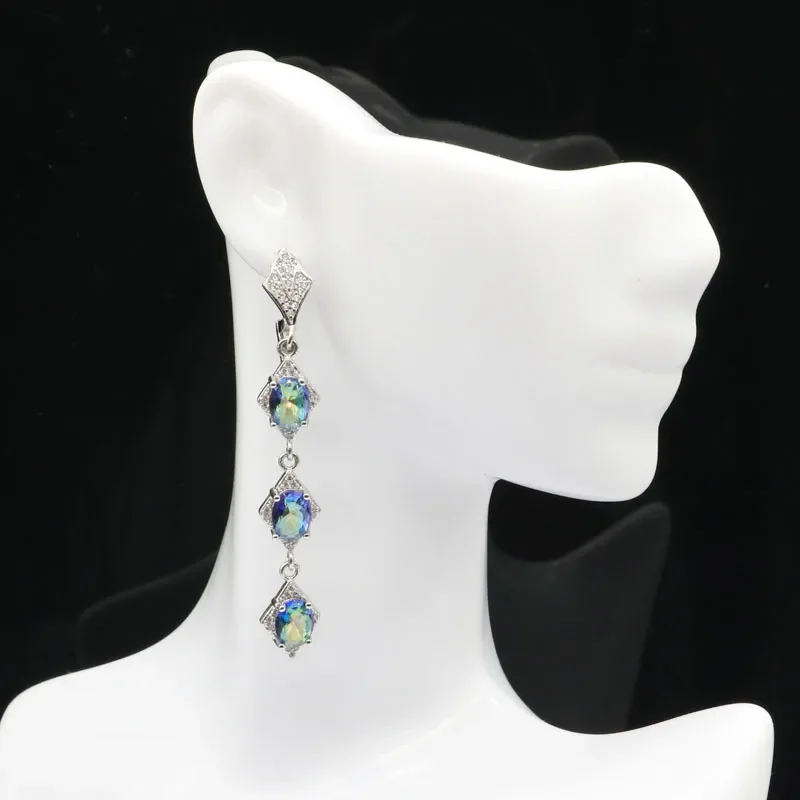 8g 925 SOLID STERLING SILVER Customized Earrings Luxury Real Red Ruby Blue Sapphire Green Emerald Violet Topaz  CZ Ladies Engage