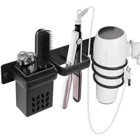 Wall-mounted Hair Dryer Holder Bathroom Storage Rack Multi-functional Space-saving Storage Box for Hair Care Tools 1