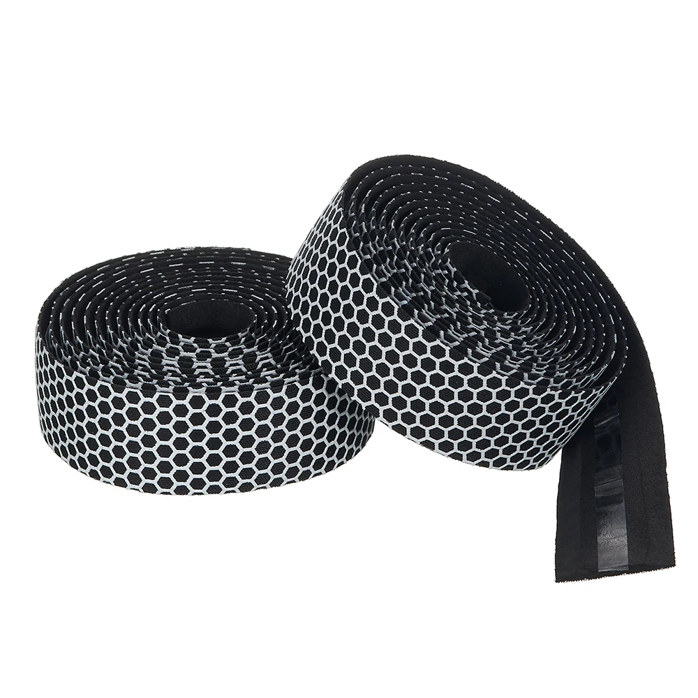 Road Bike Handlebar Tape Fiber Pattern Speed Bicycle Winding Handle Bandage Elastic EVA Soft Anti Slip Fixing Ring