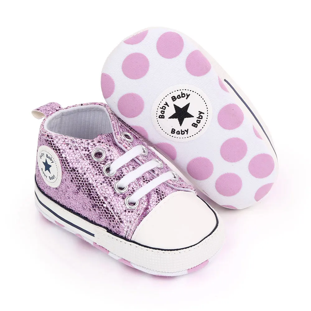 Baby Shoes Newborn Fashion Shining Canvas Sneakers Baby Boys Girls Shoes First Walkers Soft Anti-Slip Sole Toddler 5