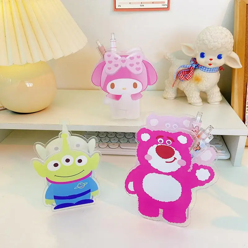 

Kawaii Sanrio My Melody Cinnamoroll Pom Pom Purin Pochacco Clear Acrylic Pen Holder Cute Office Desktop Ornament Storage Box