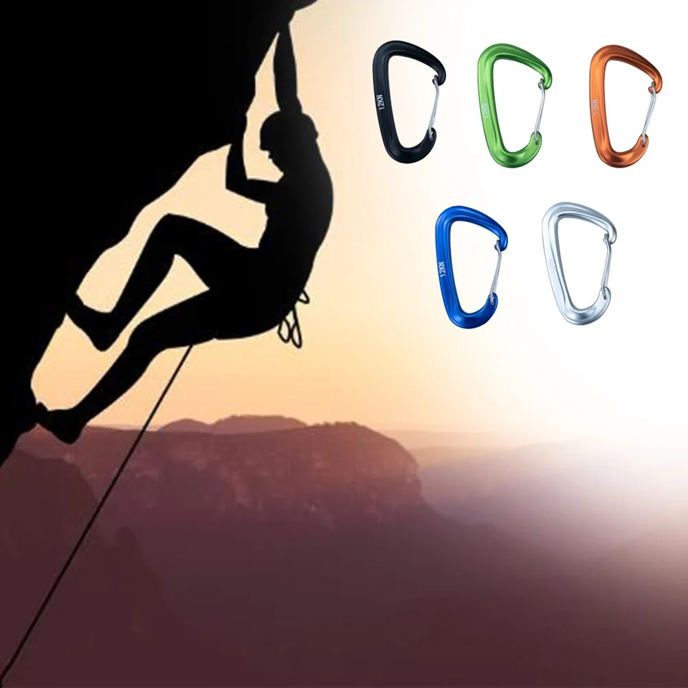 Karabiner D Form Clip Haken Tragbare Für Klettern Snap Clip 12KN 8*5cm Aluminium Rucksack Haken Karabiner werkzeuge – Detail 2