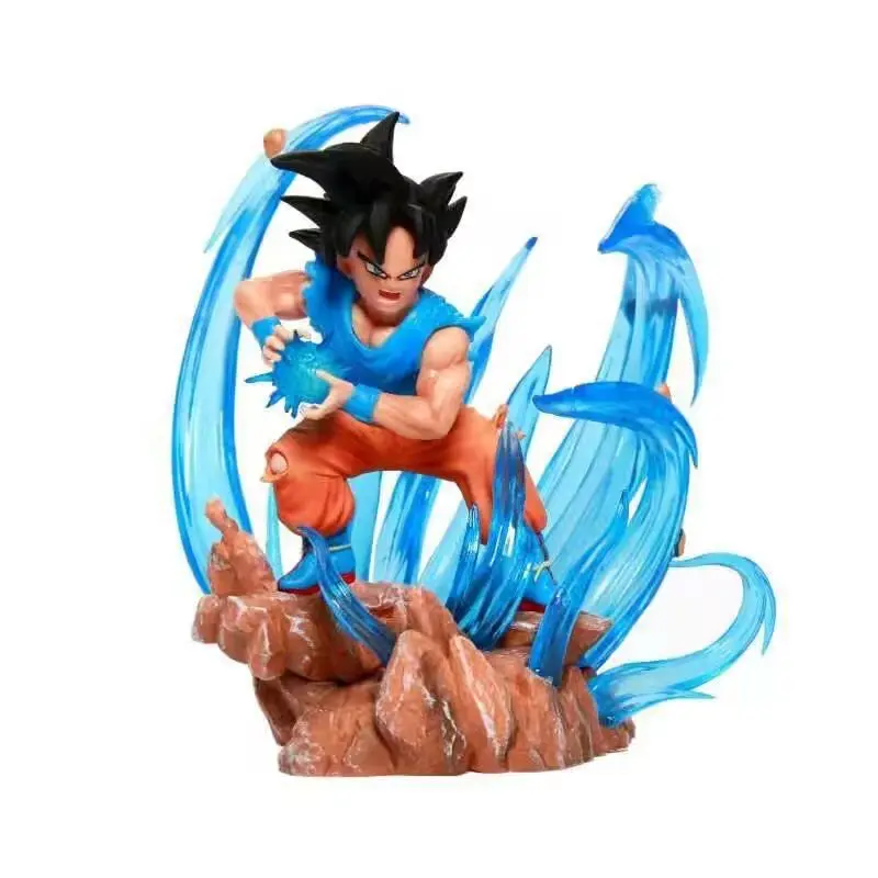 Anime Periferiche Dragonball Super Saiyan Kamehameha Q Edition Sun Wukong Scena Statua Pvc Action Figure Modello Da Collezione Giocattolo