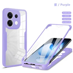 Full Body Protection Shockproof Case with Screen Protector and Back Shell Cover for OPPO Reno13 Pro (Purple)