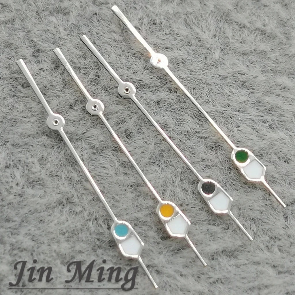 Premium Silver & Black 13mm Watch Hands with Green Luminous Finish