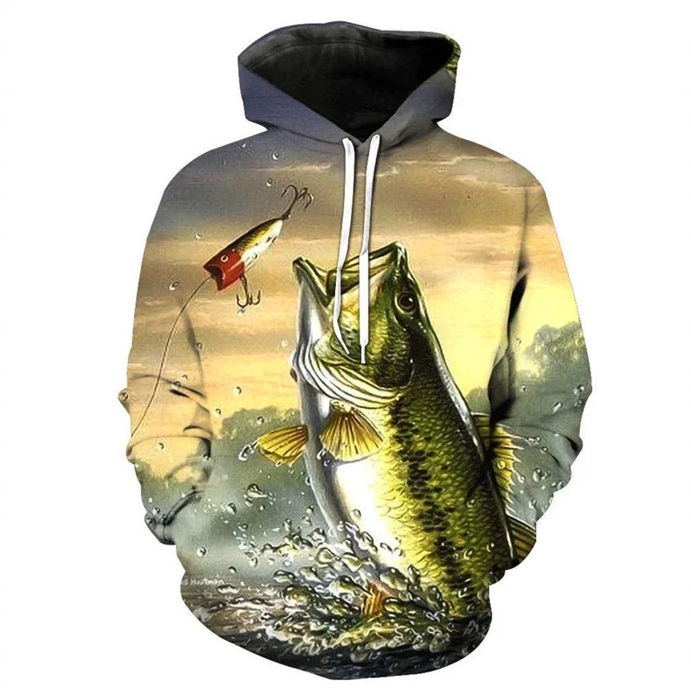 thumbnail image 1 of Sudadera con capucha para hombre, diseño de peces, estampado 3D, para amantes de la pesca, informal, de manga larga, ropa deportiva de gran tamaño, 6XL, 1 of 5