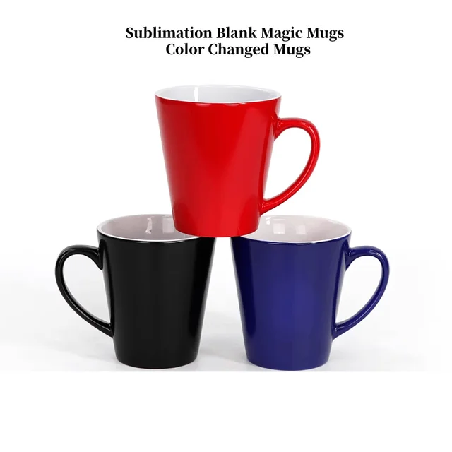 12oz Magic Mugs Sublimation Blanks Color Changed Conical Ceramics Mug  Coffee Tee Cup For Heat Transfer Print Photo Logo - AliExpress