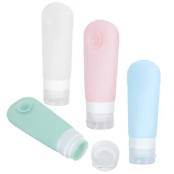 4PCS Travel Sub Bottle Lotion Shampoo Dispenser Hairbrush Sucker Bottle Silicone Plastic Toiletry Refillable Bottles 90ml