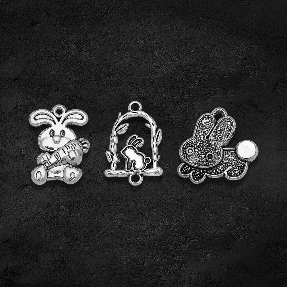 Antique Silver Plated Rabbit Bunny Easter Charms Spring Carrot Pendants For  Diy Jewelry Making Findings Supplies Accessories