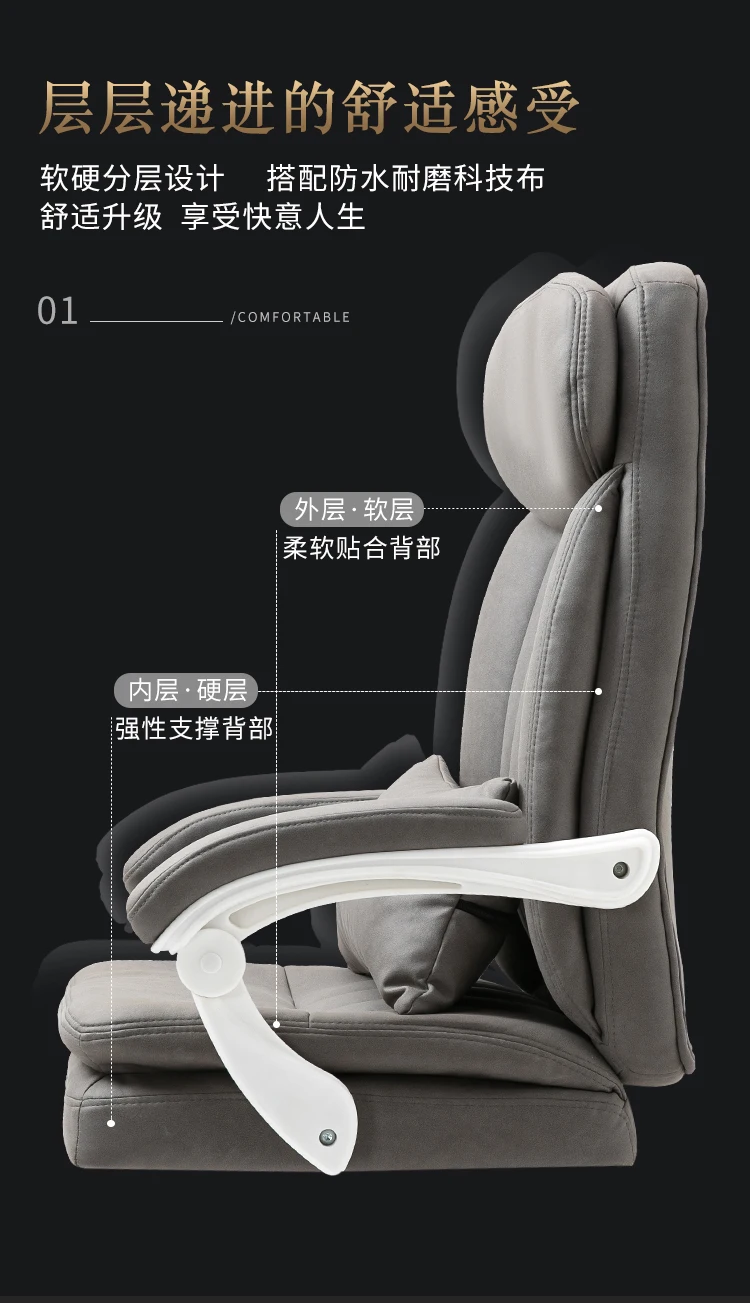 Description Picture 4 of itemLuxury Ergonomic Office Chair Leather Makeup Armrest Mobiles Gaming Swivel Arm Chair Desk Sillas De Oficina Modern Furniture