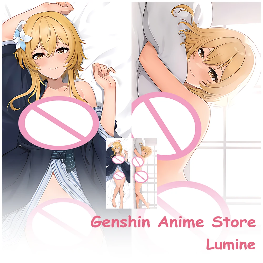 

Genshin Impact Dakimakura Anime Pillow Case Lumine Pillowcase Double-sided Print Throw Pillow Cover Otaku Gift