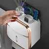 Wall-Mounted Waterproof Toilet Paper Box No-Nail Toilet Tissue Box Free-Punch Tissue Box Toilet Paper Roll Paper Storage Rack 3