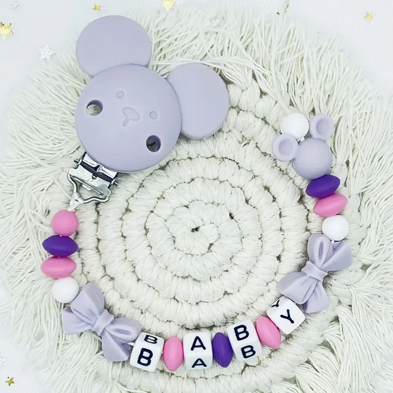 Baby Pacifier Clips Chains Teething Toys Teethers Pacifier Holders Personalized Name Silicone Beads For Gifts