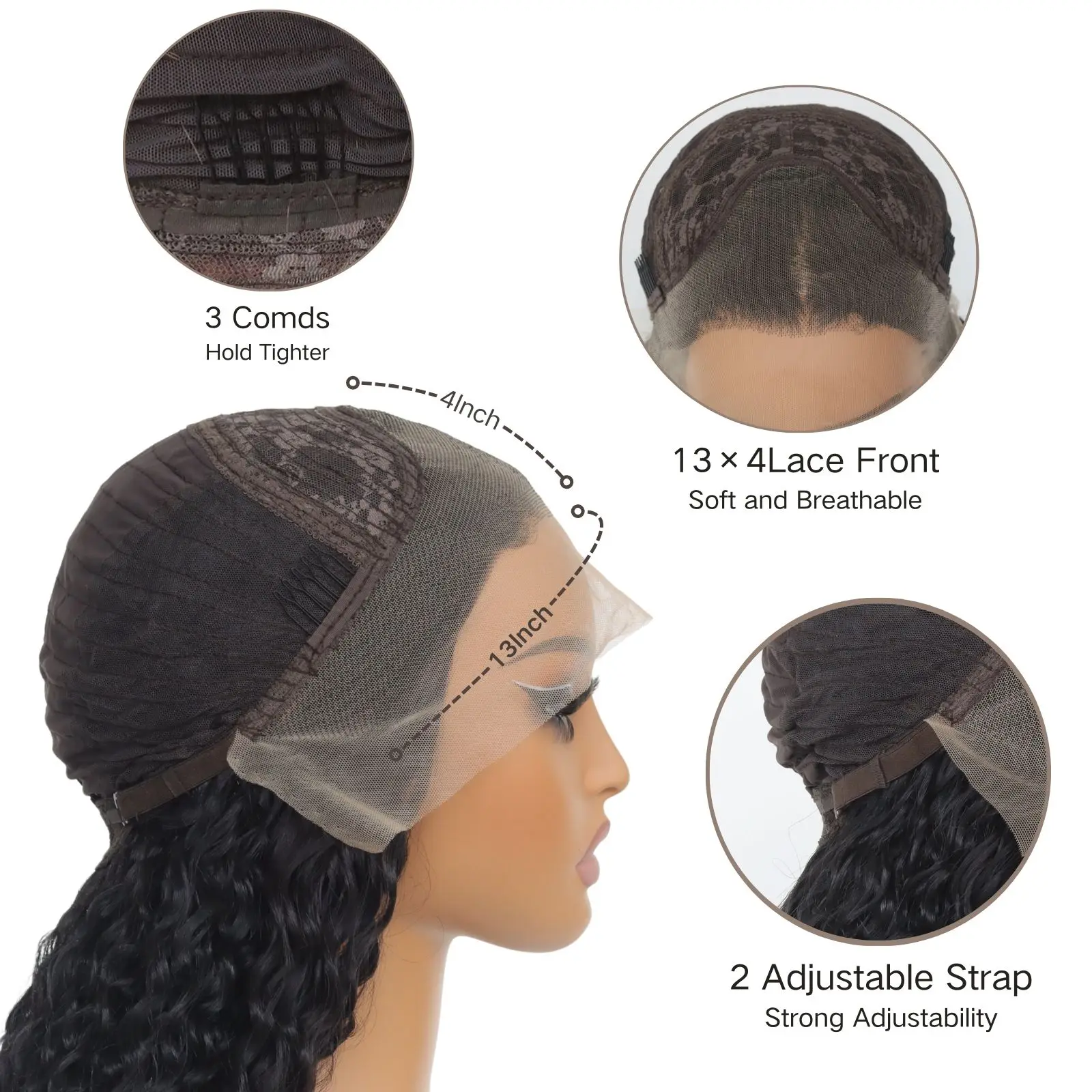 long Black Curly Synthetic Lace Front Wigs Natural Black Loose Curly 13×4 Lace Front Wigs Pre Plucked Natural Hairline Wig