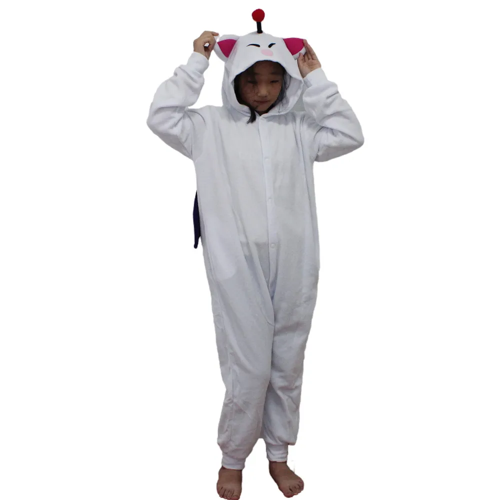 Moogle Children's Cartoon Kigurumi Kids Onesies Pajamas Final Fantasy Cosplay Costume for Halloween Carnival Party