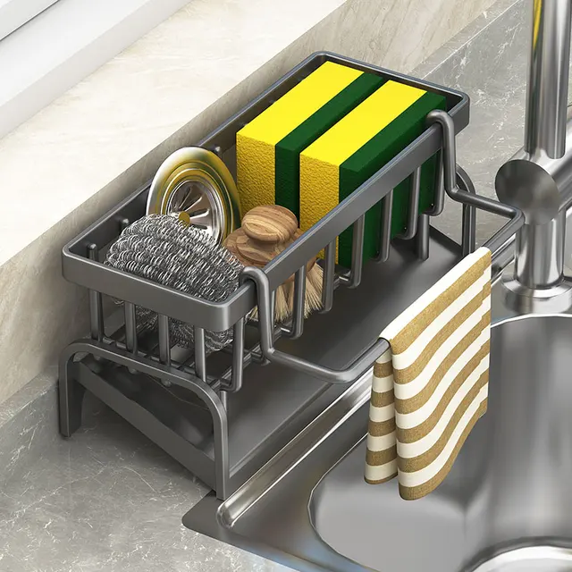 Kitchen Shelf Cleaning Cloth Storage Draining Rack Household Detergent Sponge Rack Water Sink Water Sink Water Sink Artifact 4