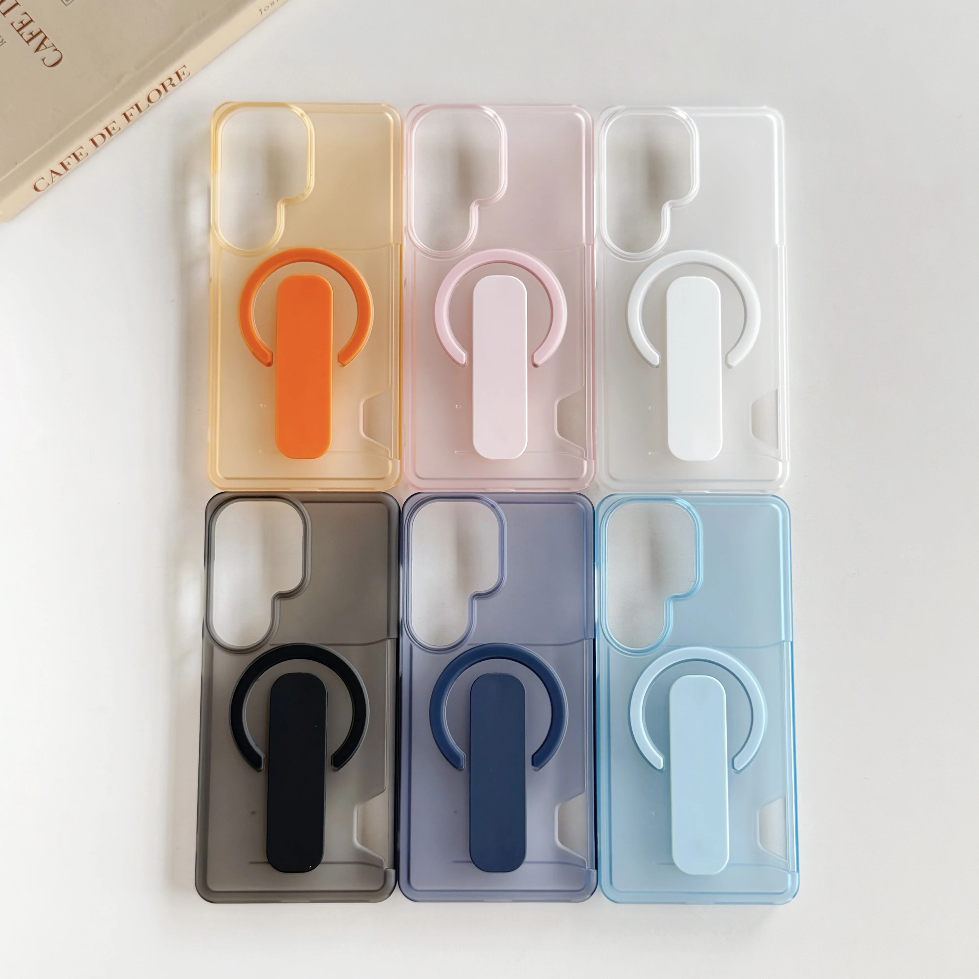Creative Ring Stand Matte Translucent Magnetic Case with Invisible Card Slot