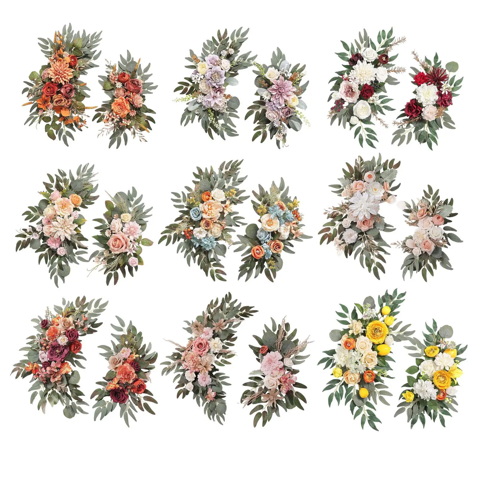 

2Pcs Floral Backdrop Rustic Wedding Arch Wreath for Reception Party Wedding