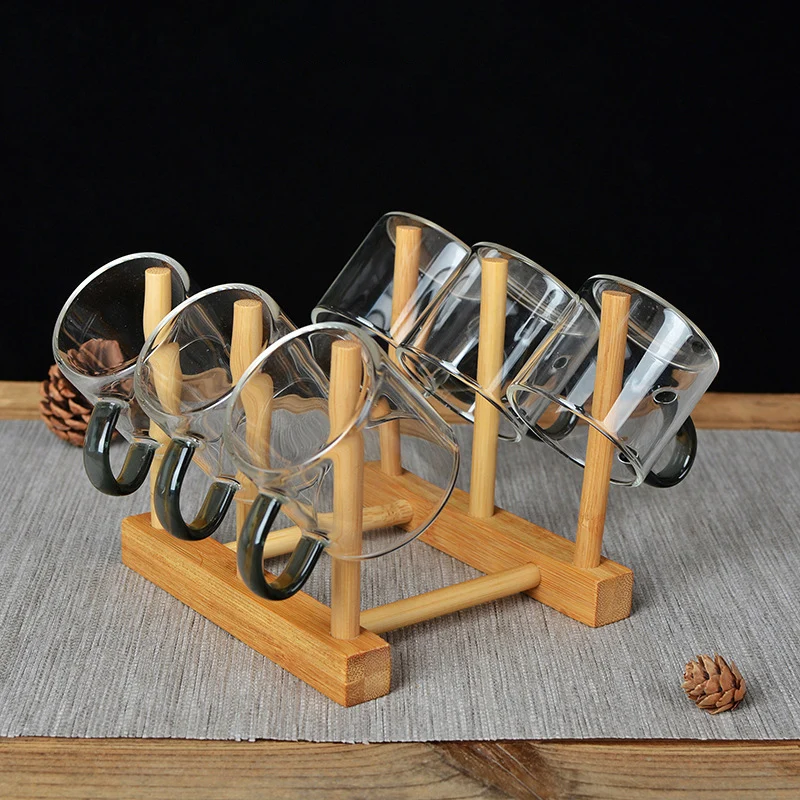 Bamboo Mugs Drainer Wooden Dish Draining Rack Plates Holder Kitchen Storage Cabinet Organizer for Dish Cutting Board Pot Lid