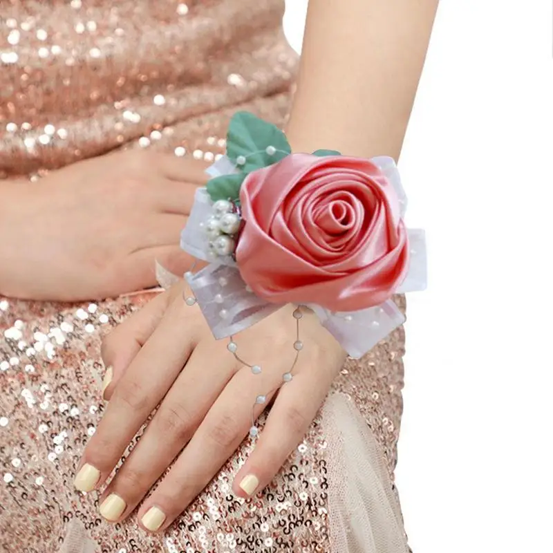 CorsageFlowerRoseWristBandsMakingWeddingCorsagesFlowerBracelet