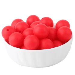 Silicone Beads - Round Decorative Set for Jewelry Making and DIY Crafts (20 Pieces) (Strawberry Red)