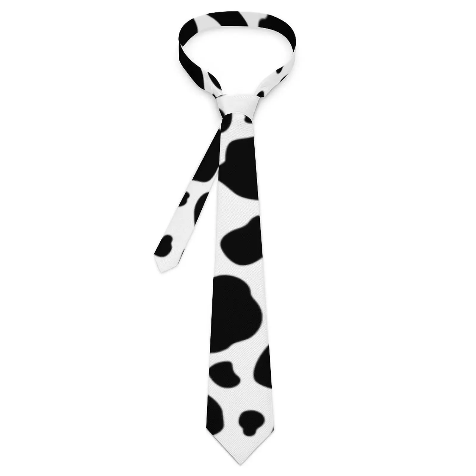 

Black And White Cow Print Tie Cow Spots Pattern Graphic Neck Ties Vintage Cool Collar Tie Male Cosplay Party Necktie Accessories