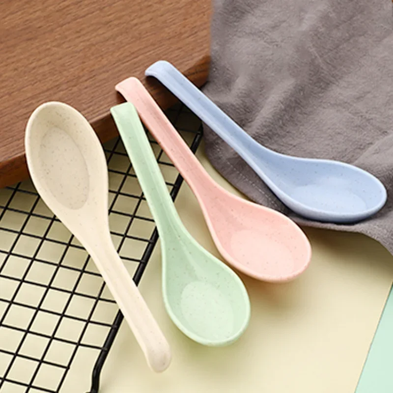 Japanese Kitchen Utensil Plastic Soup Spoon Set Creative Dessert Milk Stirring Tableware Dinner 4Pcs plastic spoon