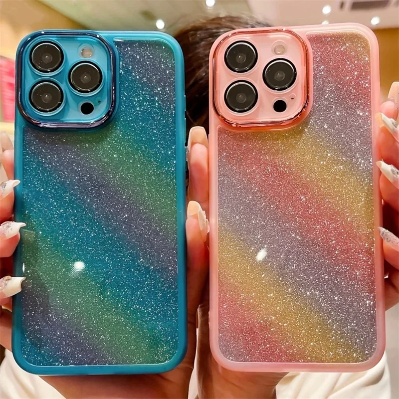RainbowGlitterCaseForiPhone15141312ProMax15Plus14Plus13mini