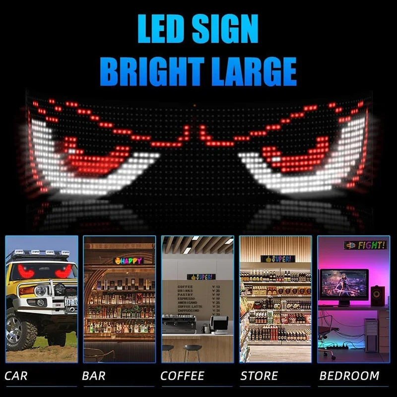 2PCS LED Eye For Car Window Screen Wireless Adhesive LED Light Blazexel Devil Eyes Light Flex LED Display Dynamic Eyes for car