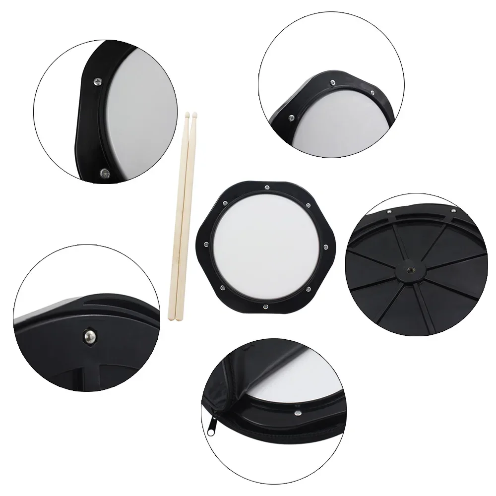 10-Inch Beginner's Silent Practice Drum Kit with Pad, Bag, and Drumsticks