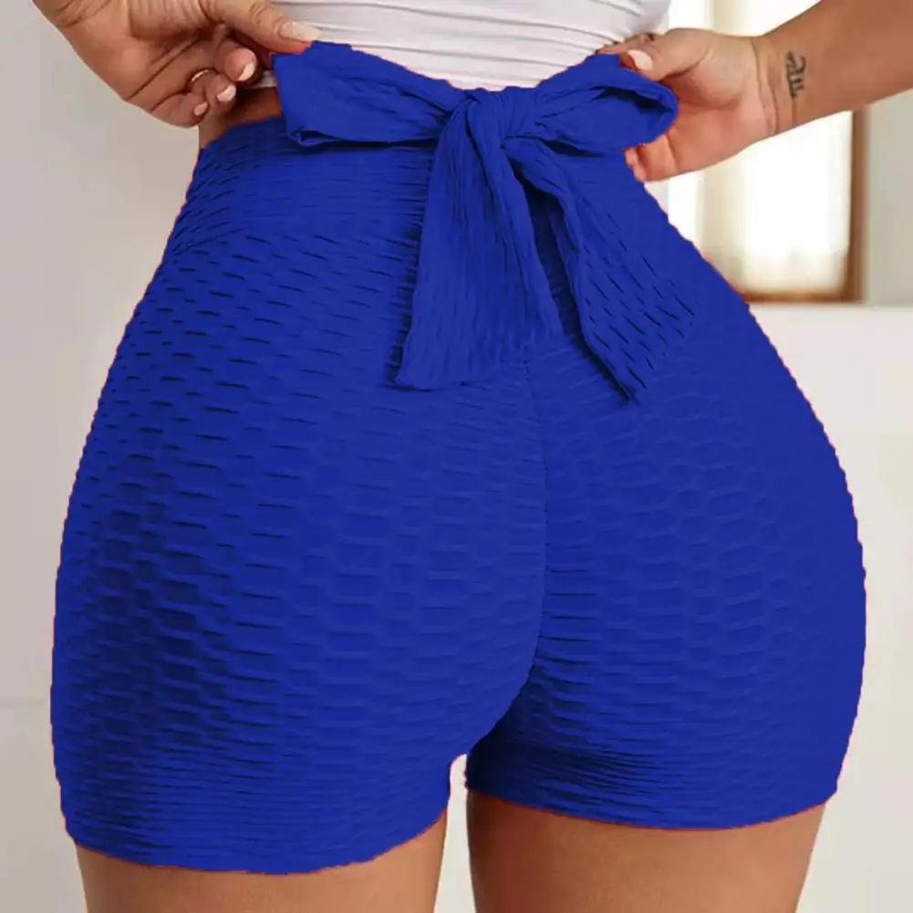 

Elastic Waistband Shorts High Waist Lace-up Women's Sports Shorts Slim Fit Breathable Yoga Cycling Shorts for Daily Wear Above