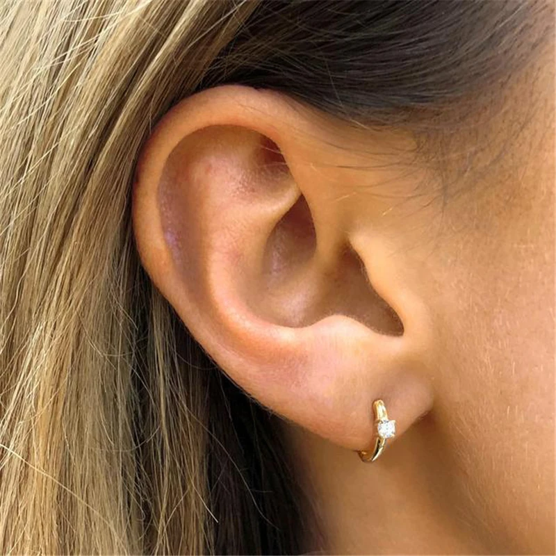여성용 귀걸이 골드 작은 후프 귀걸이, 소녀 귀 뼈 귀걸이 지르콘 스네이크 스타 아이 aretes A30
