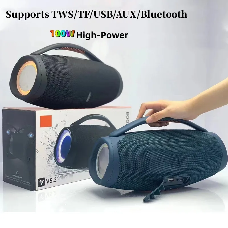 

Мощный беспроводной Bluetooth-динамик 100 Вт, музыкальный центр, портативный RGB-динамик светильник эффект 360, стерео объемный водонепроницаемый сабвуфер TWS