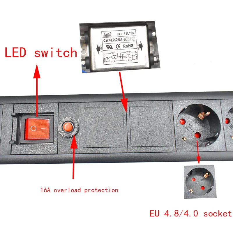 energia condicionador com UE Tomadas Power Strip 16A 4000W