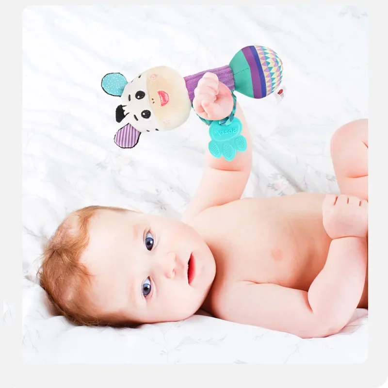 Baby Rattles Soft Stuffed Animal Rattle Hand Grip Baby Toys Shaker Crinkle Squeaky Sensory Soothing Toys Toddler Gifts 6