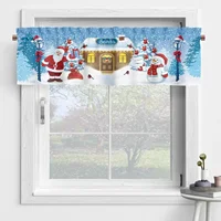 Snowman Christmas Valance Santa For Winter 137x45cm Decorations Claus Window Holiday Curtain 2