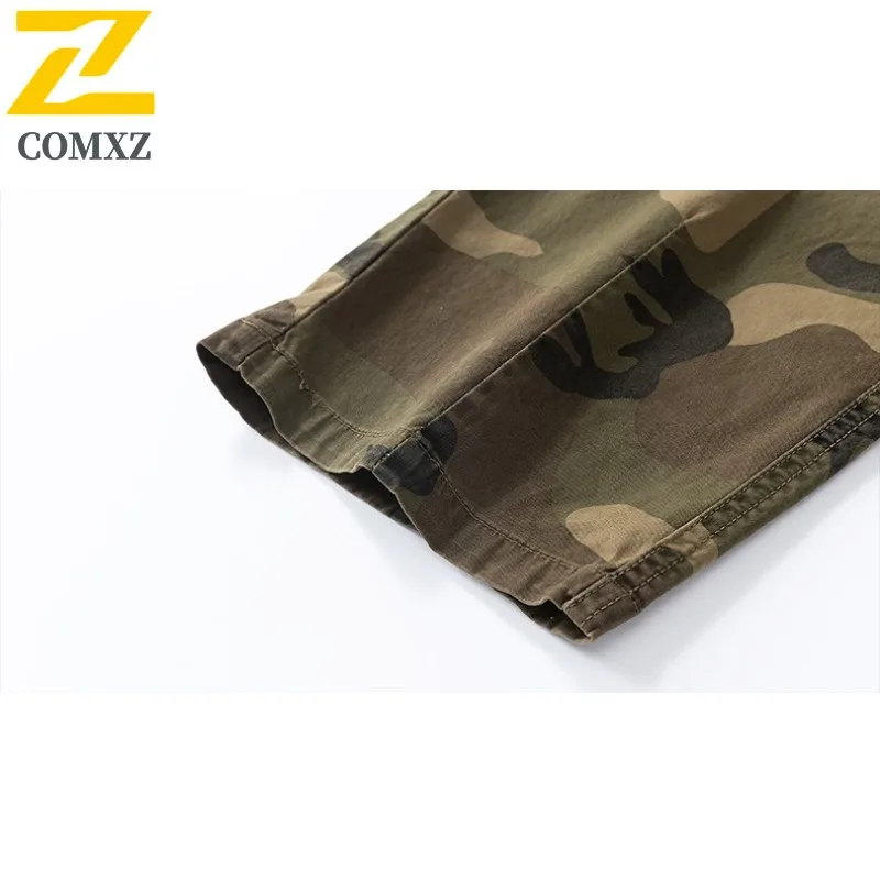 ​Men's Camouflage Cargo Pants Summer American Style High Street Loose Straight Leg Casual Workwear Trousers with Multi-Pockets​